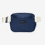 Navy fanny pack with navy piping and white strap