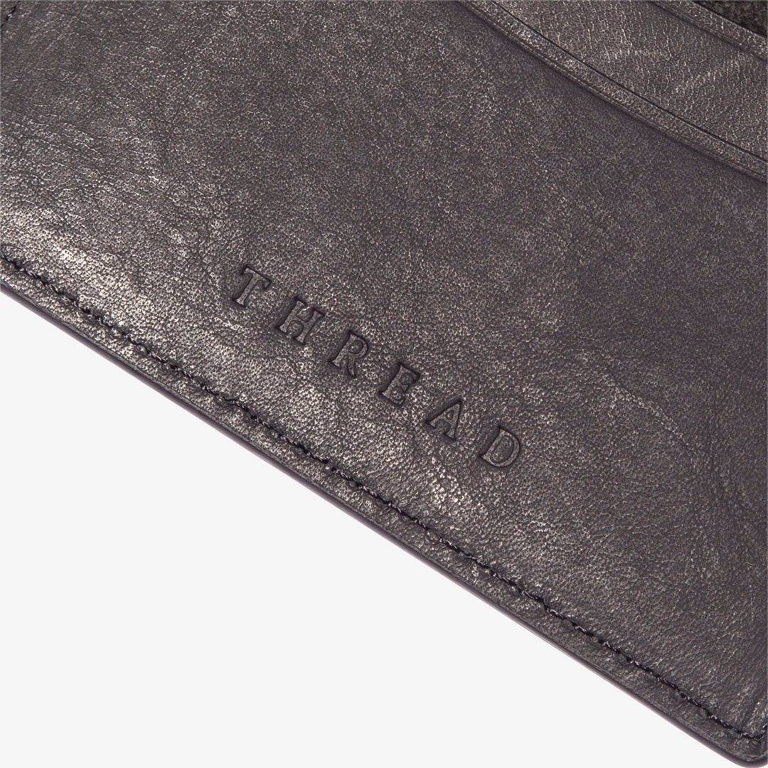 Floral black leather bifold wallet