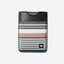 Black leather magnetic wallet with black, brown, and cream striped elastic