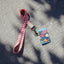 Pink and cream gingham neck lanyard