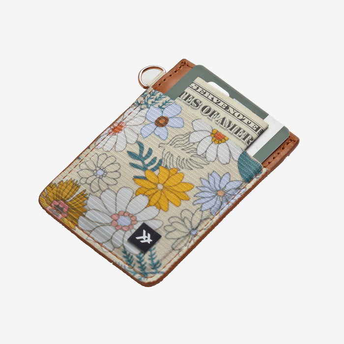 Cream and gold floral vertical wallet