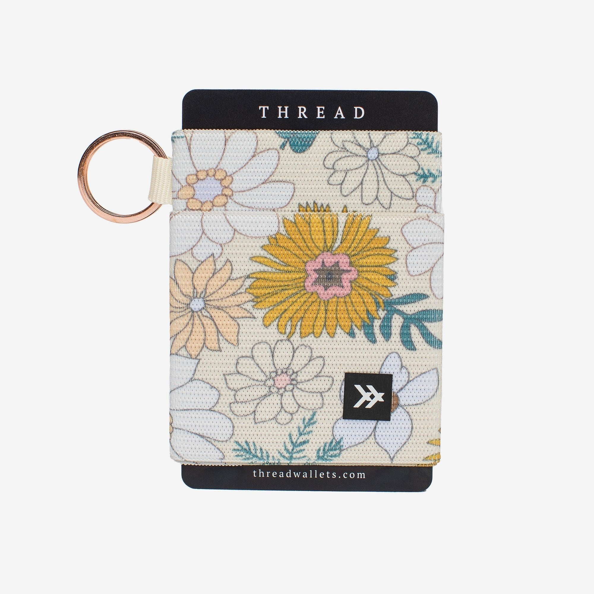 Cream and gold floral elastic wallet