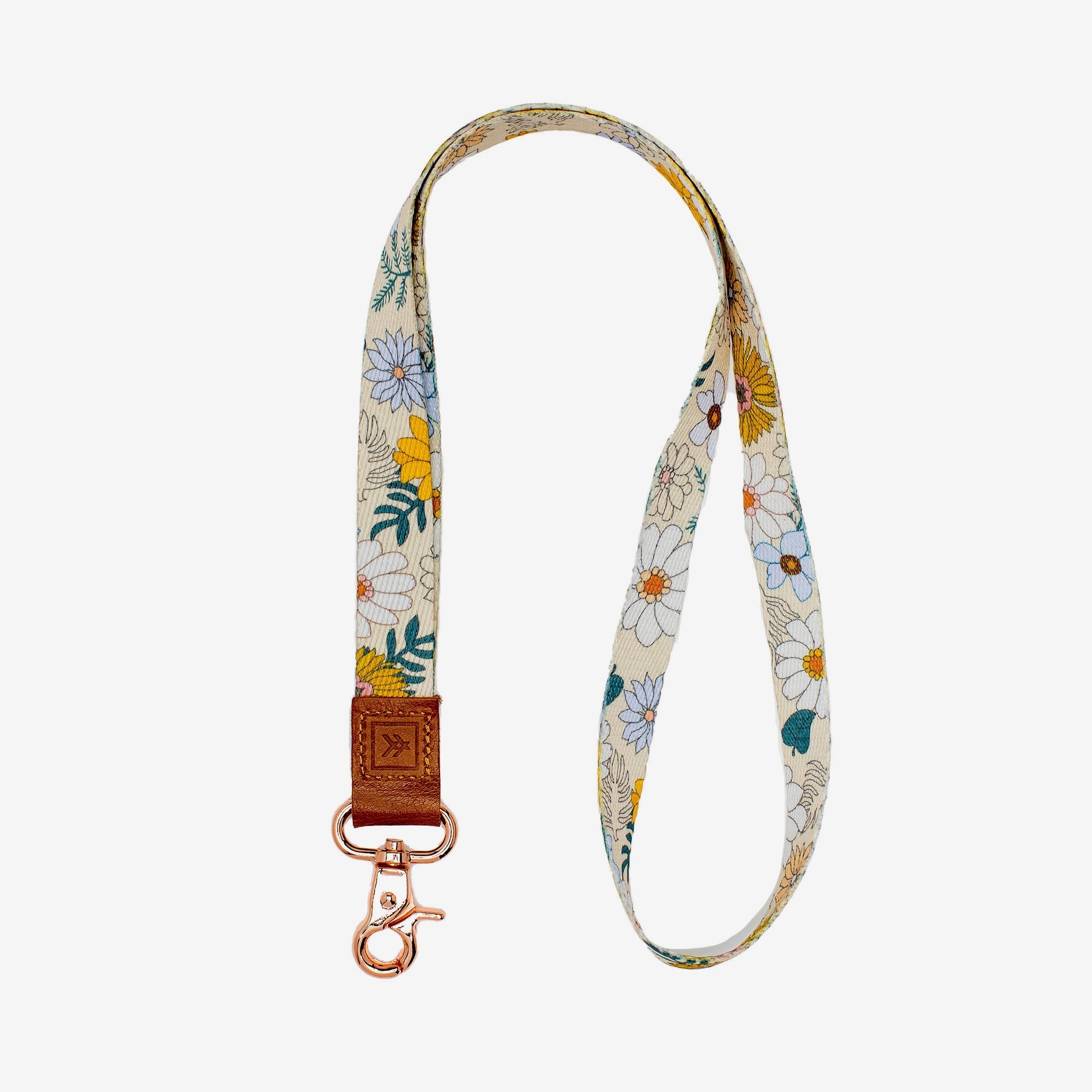 Cream and gold floral neck lanyard