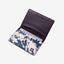 Black leather wallet with navy and white elastic