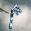 Navy and cream grunge wrist lanyard