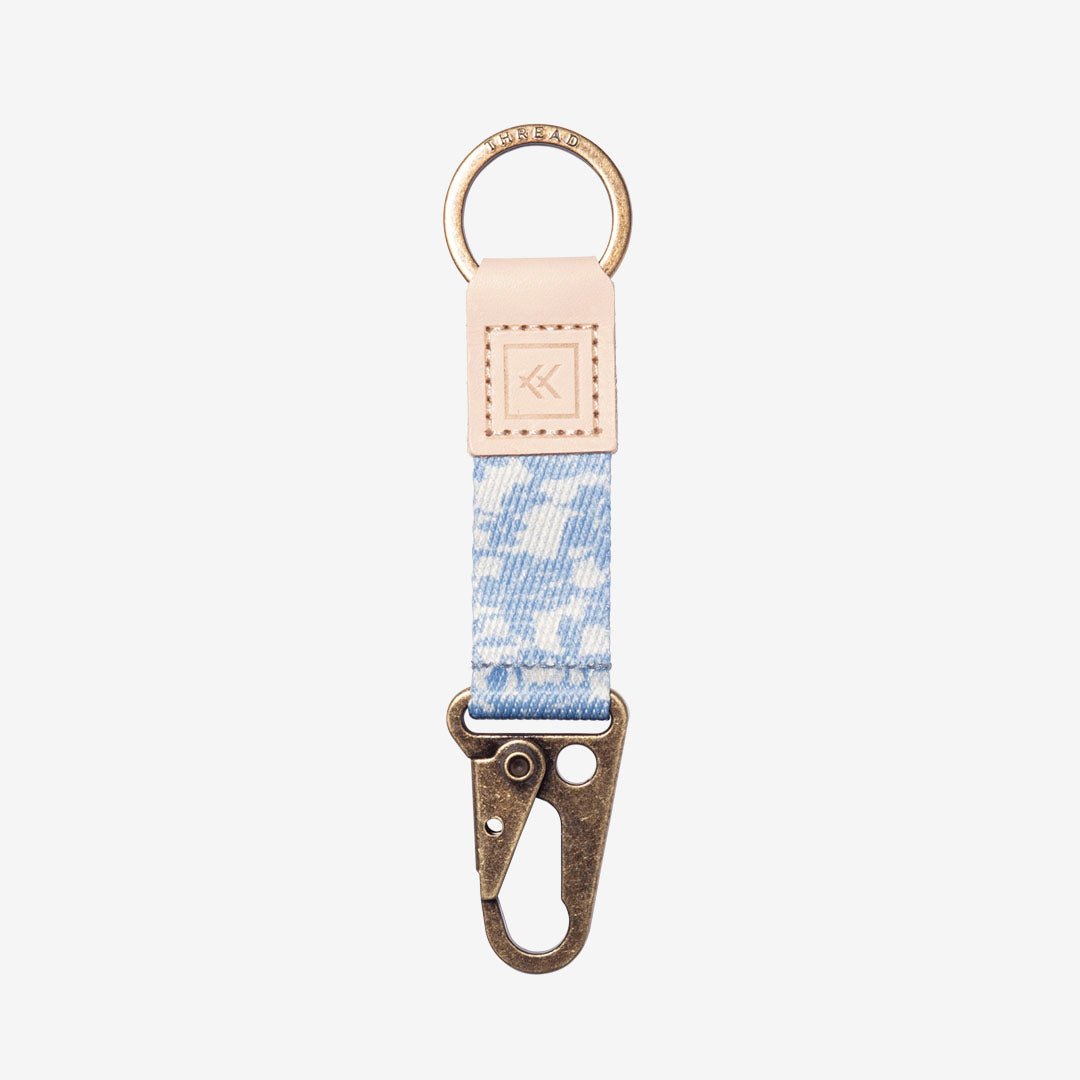 Blue floral keychain clip