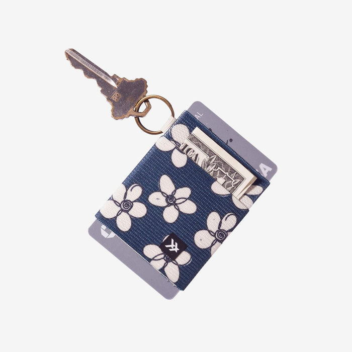 Navy and cream floral elastic wallet