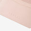White leather wallet with navy and white floal elastic