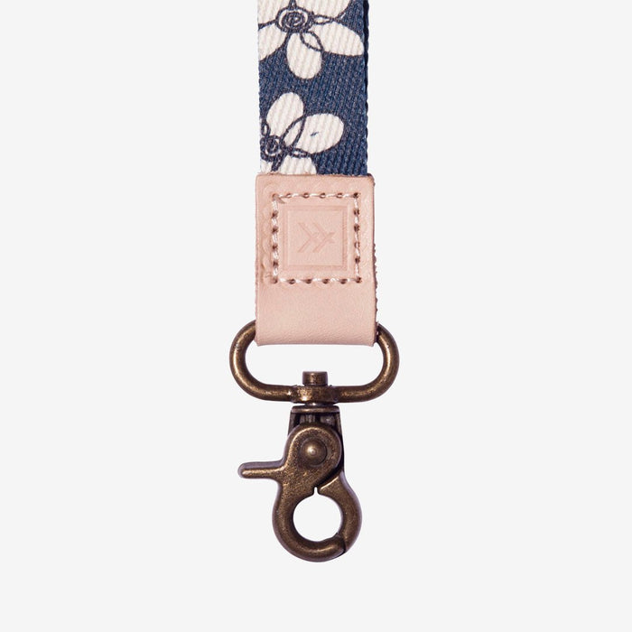 Navy and cream floral wrist lanyard