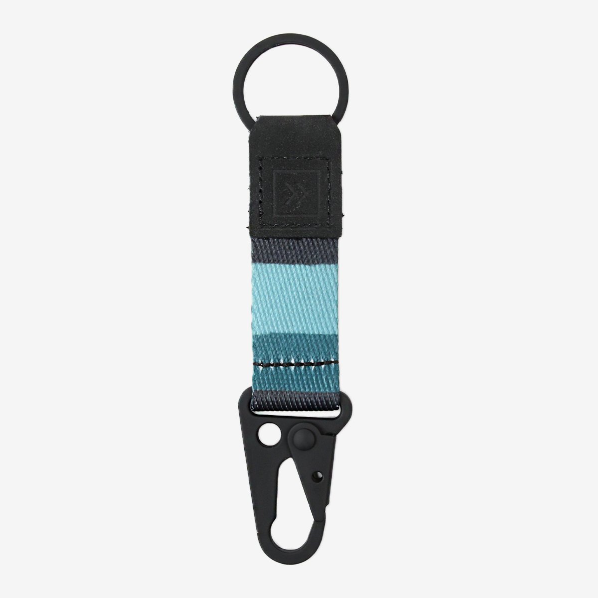 Blue and black striped keychain clip