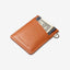 Brown leather vertical wallet with natural floral elastic