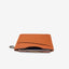 Brown leather vertical wallet with natural floral elastic