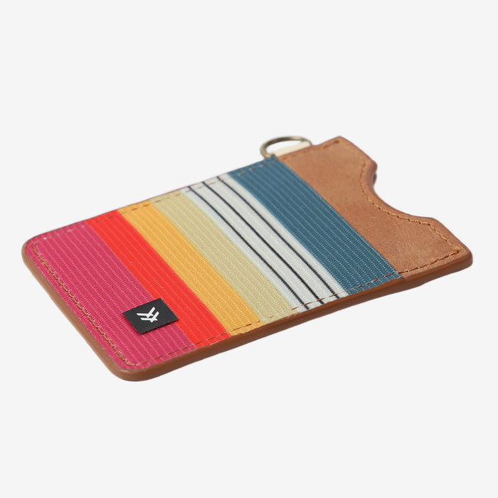 Blue, white, and red striped vertical wallet