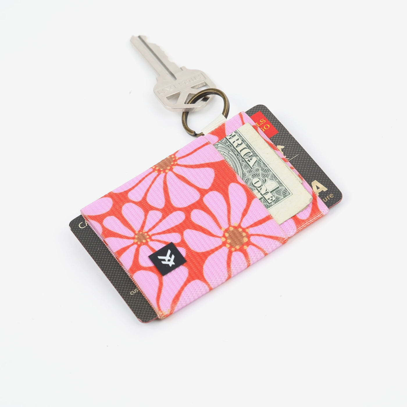 Red floral elastic wallet