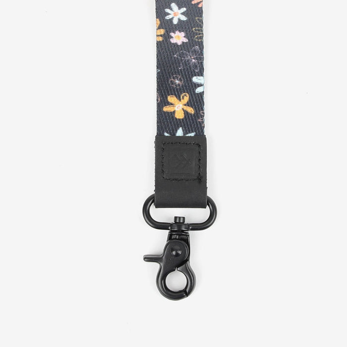 Black and red floral neck lanyard