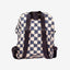 Navy and cream checker mini-backpack with black trims