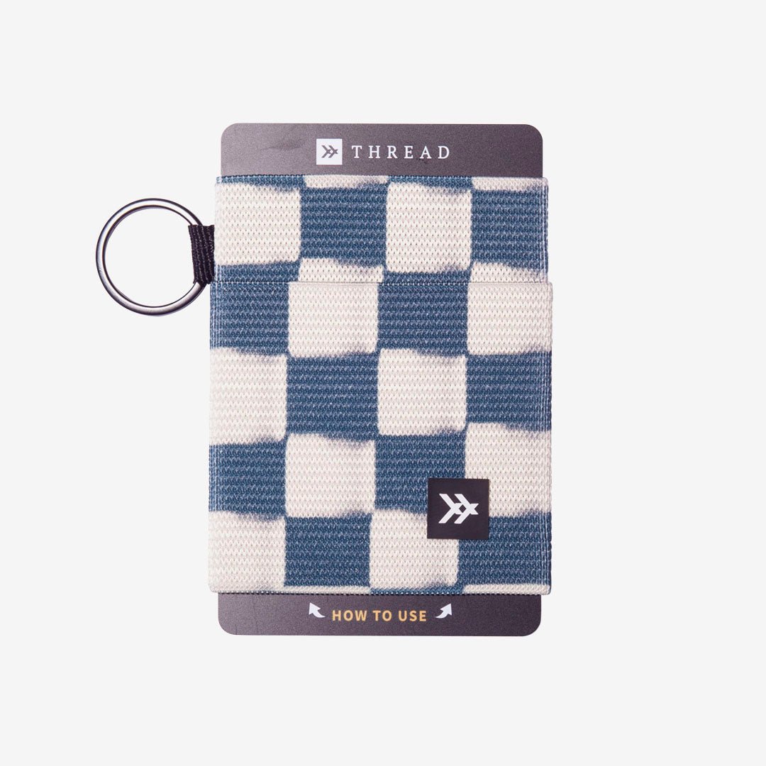 Navy and cream checker elastic wallet