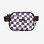 Navy and cream checker fanny pack with black trims