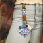 Blue and white floral vertical wallet