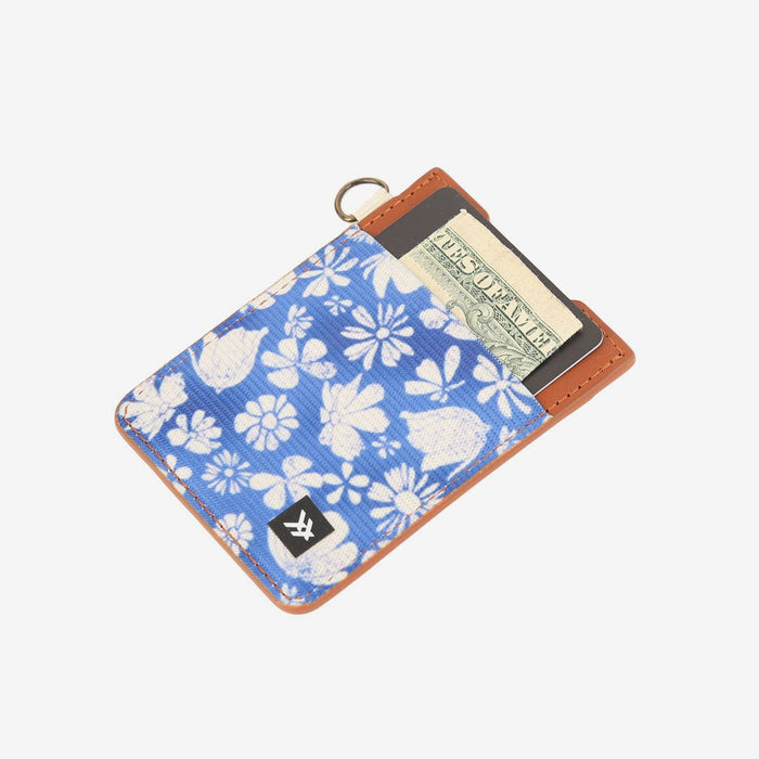 Blue and white floral vertical wallet