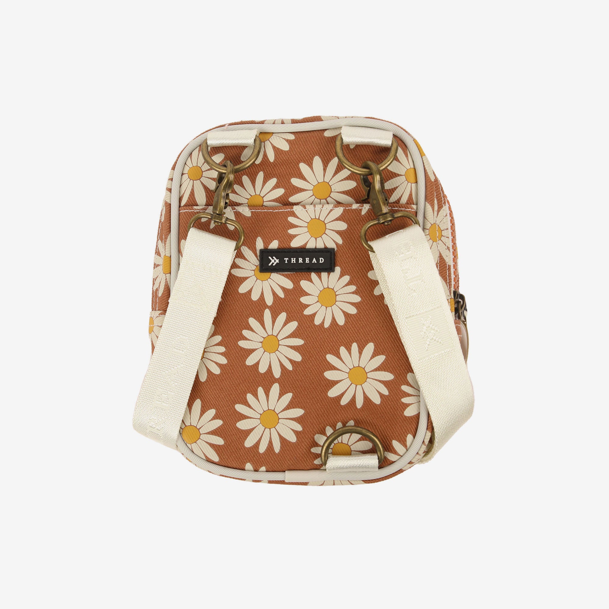 Brown and cream floral crossbody bag