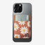 Brown and white floral magnetic wallet with brown leather