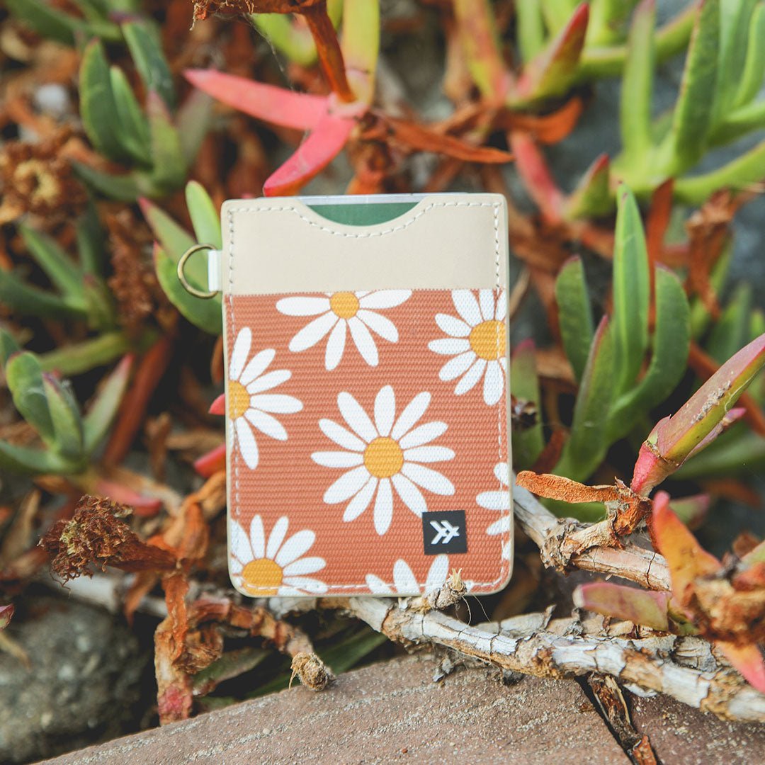 Brown and cream floral vertical wallet