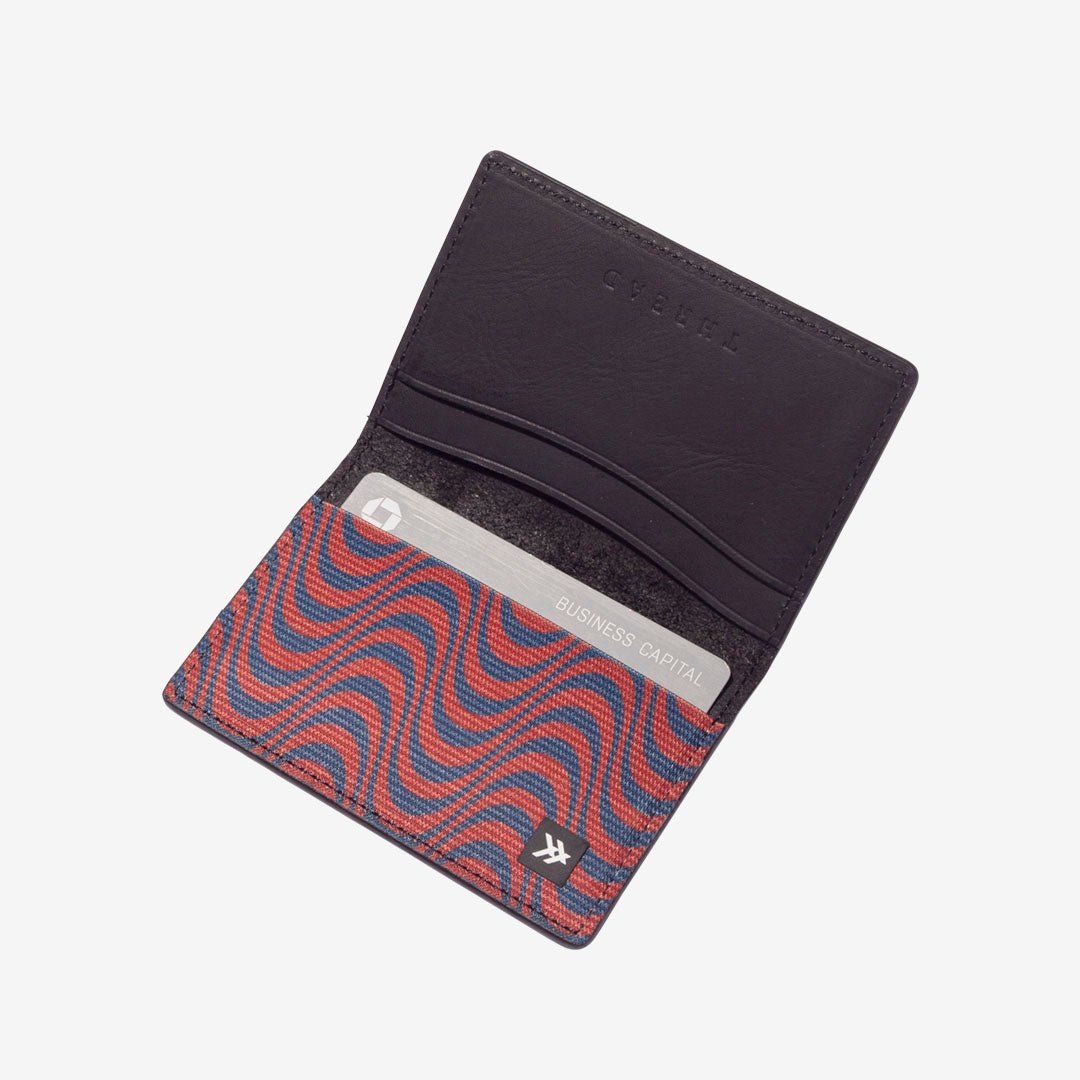 Psychedelic red and black bifold leather wallet