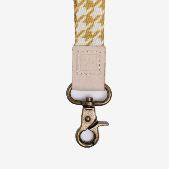 Gold and white houndstooth neck lanyard