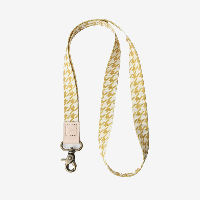 Gold and white houndstooth neck lanyard