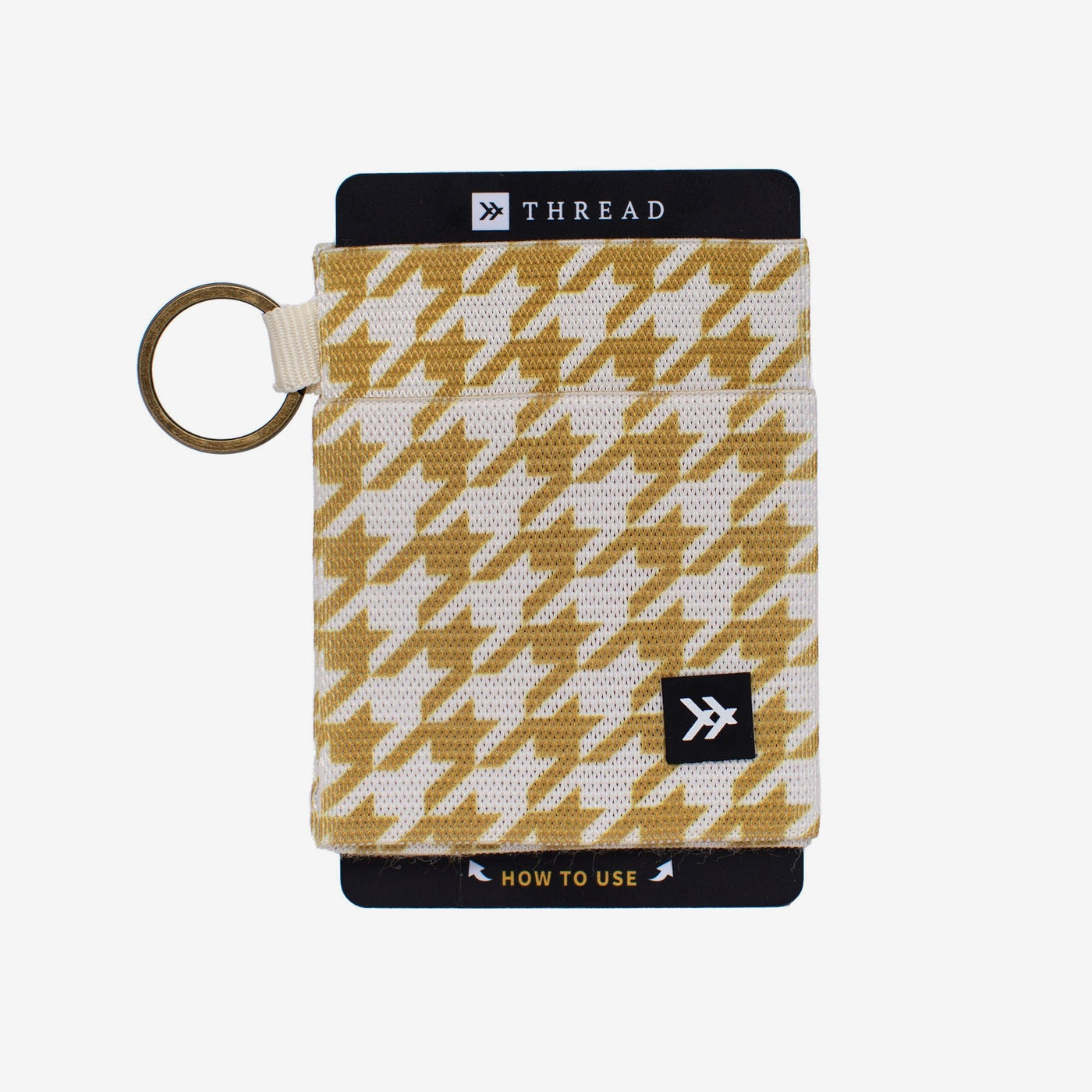 Gold and white houndstooth elastic wallet