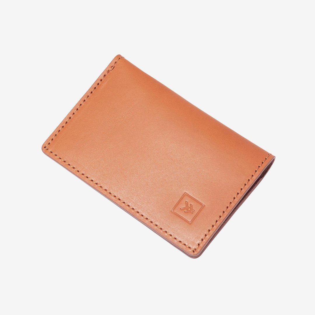 Orange and brown leather plaid leather wallet