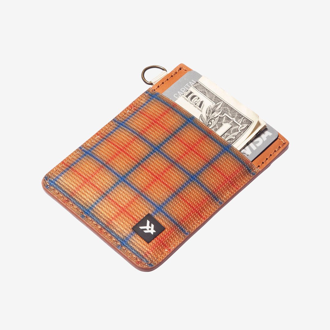 Orange plaid vertical wallet