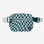 Green and white checkered fanny pack