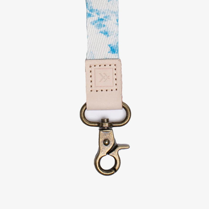 Blue and white floral wrist lanyard