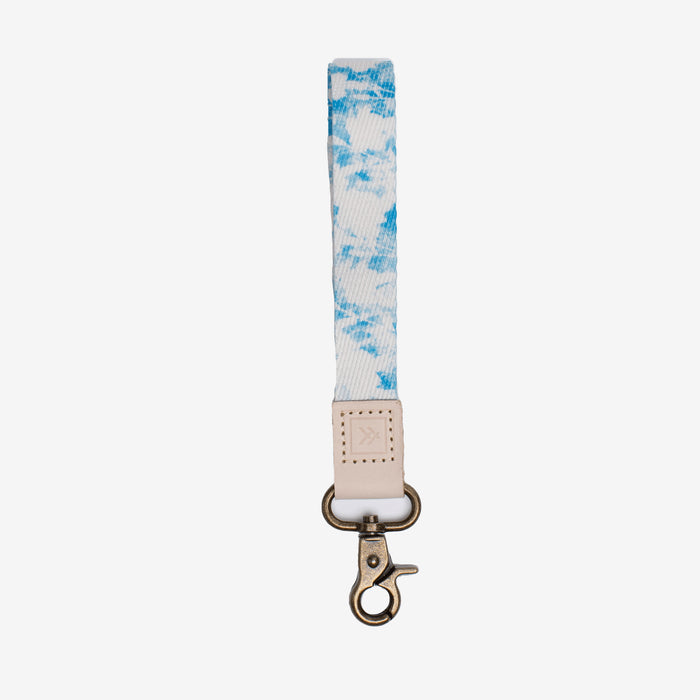 Blue and white floral wrist lanyard