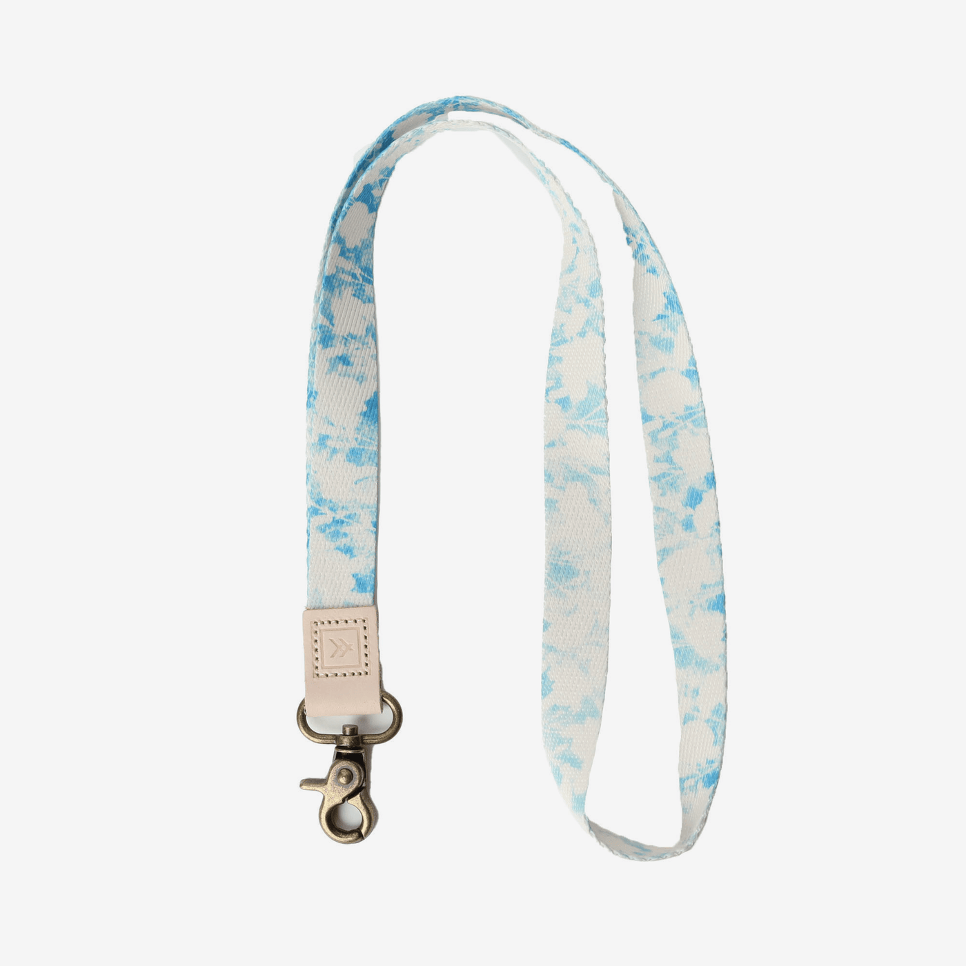 Blue and white floral neck lanyard