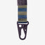 Navy, cream, and olive keychain clip with black leather