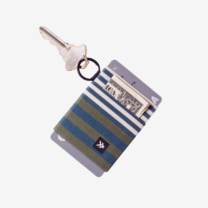 Navy, olive, and cream striped elastic wallet