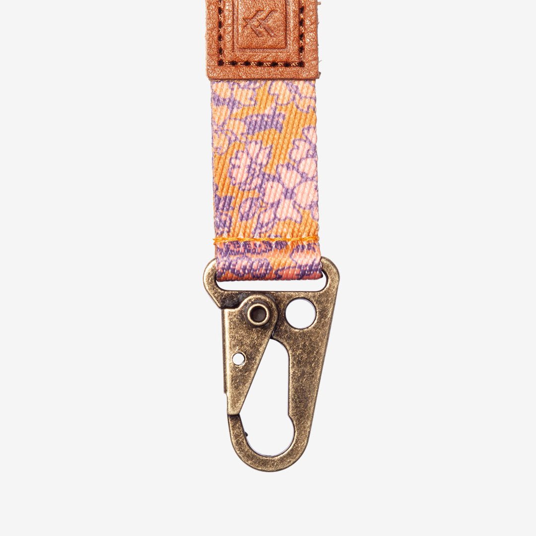 Orange floral keychain clip