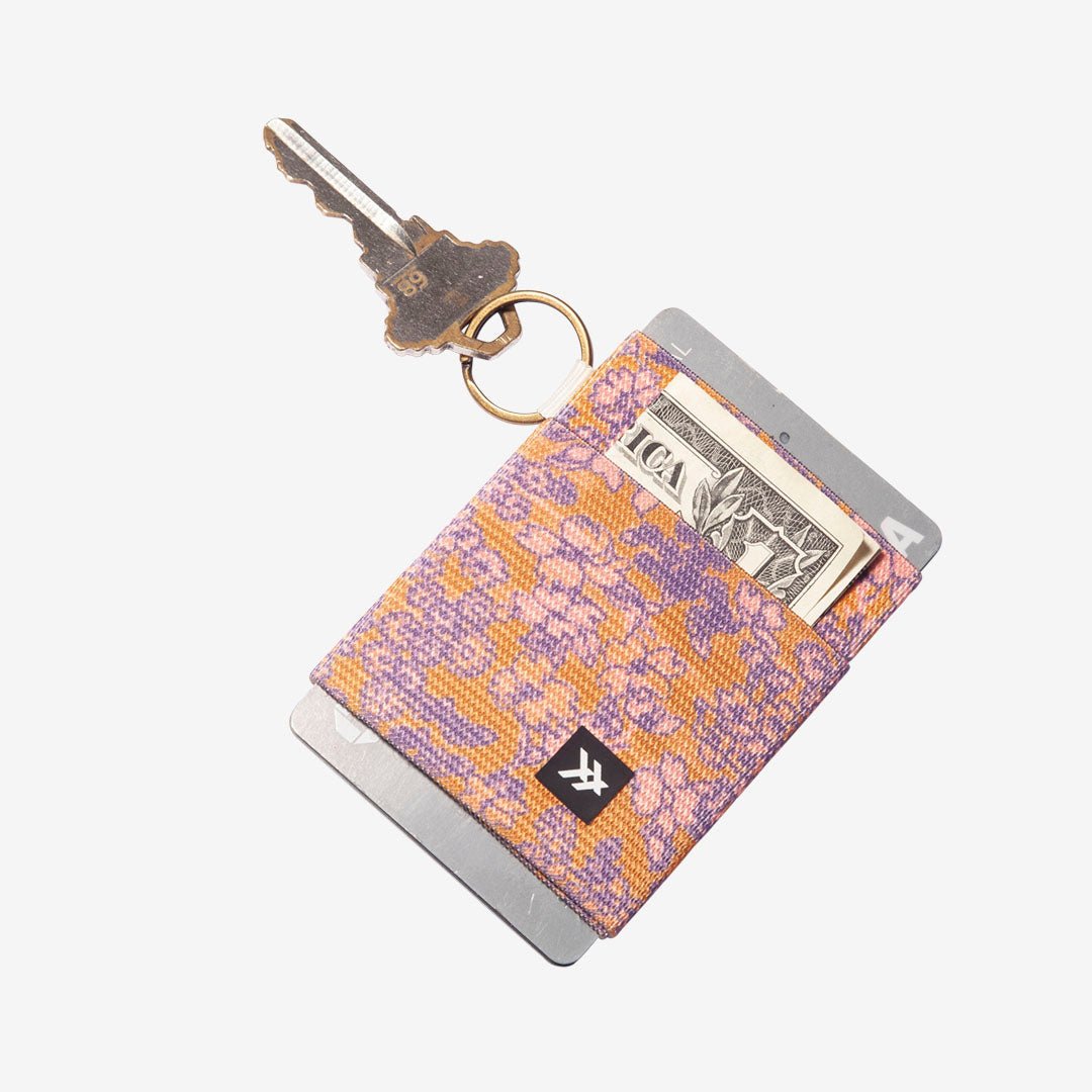 Orange floral elastic wallet