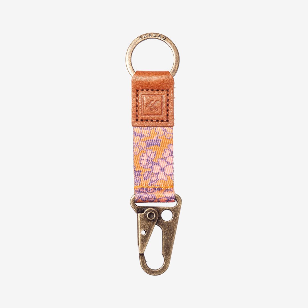 Orange floral keychain clip
