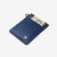 Navy leather vertical wallet with navy elastic