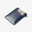 Navy leather vertical wallet with navy elastic