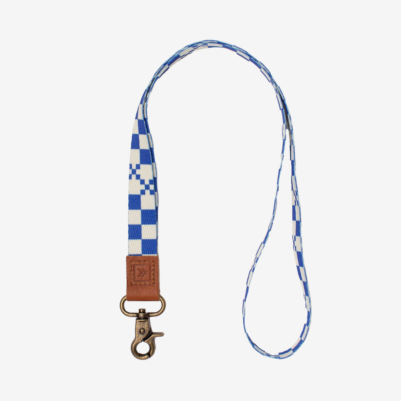 Blue and white checkered neck lanyard