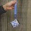 Blue and white checkered elastic wallet