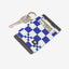 Blue and white checkered elastic wallet