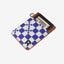 Blue and white checkered vertical wallet