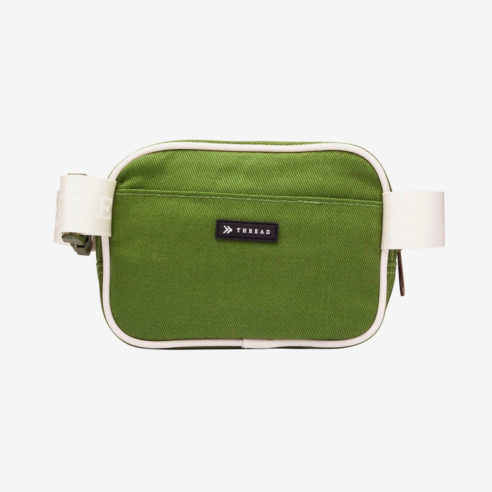 Green fanny pack with white trims