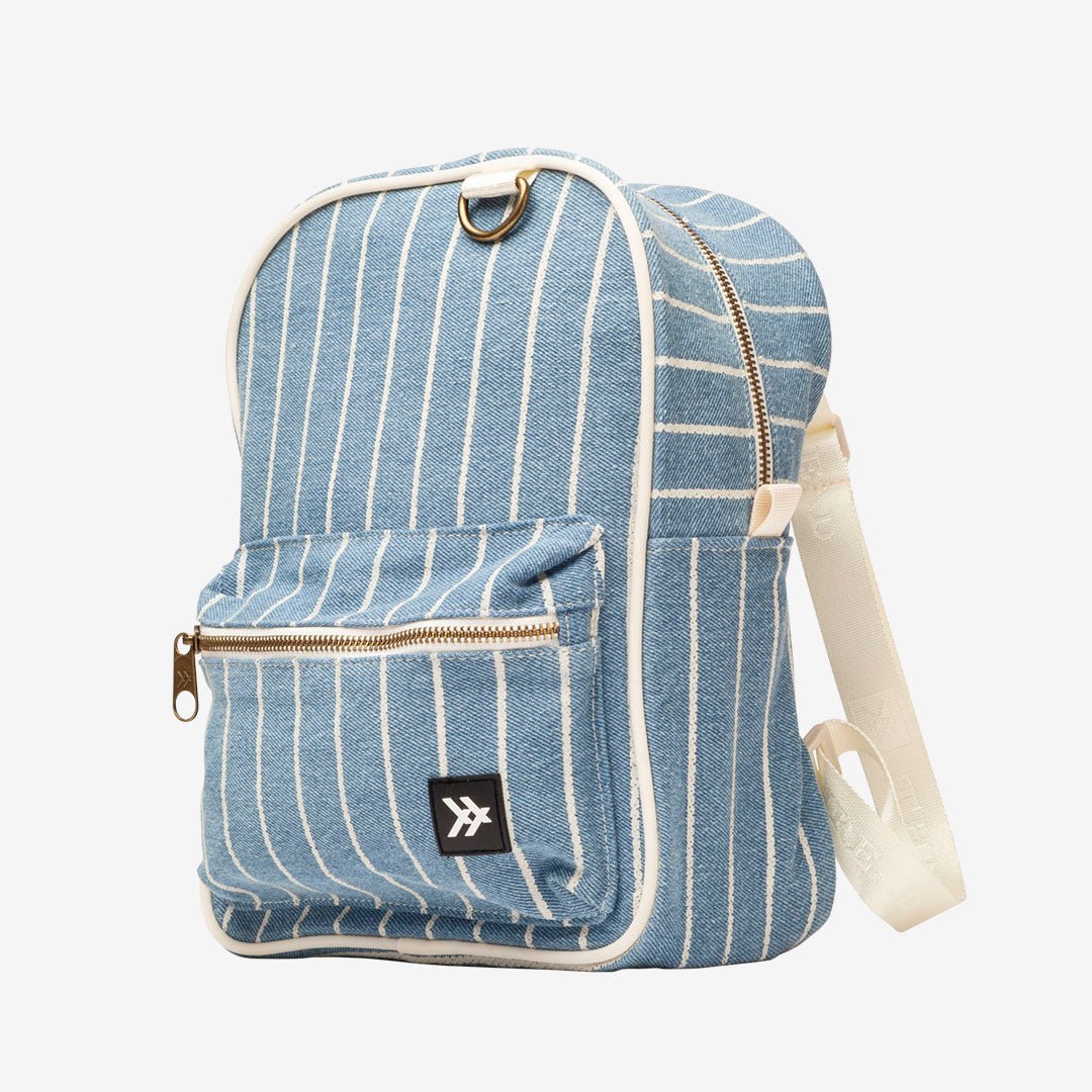 Blue pin-striped mini backpack